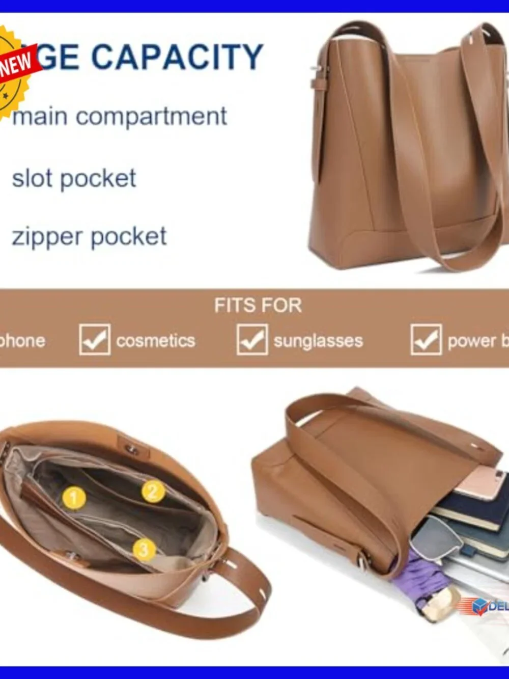 Genuine Leather Hobo Bag Adjustable Crossbody Shoulder Purse Spacious